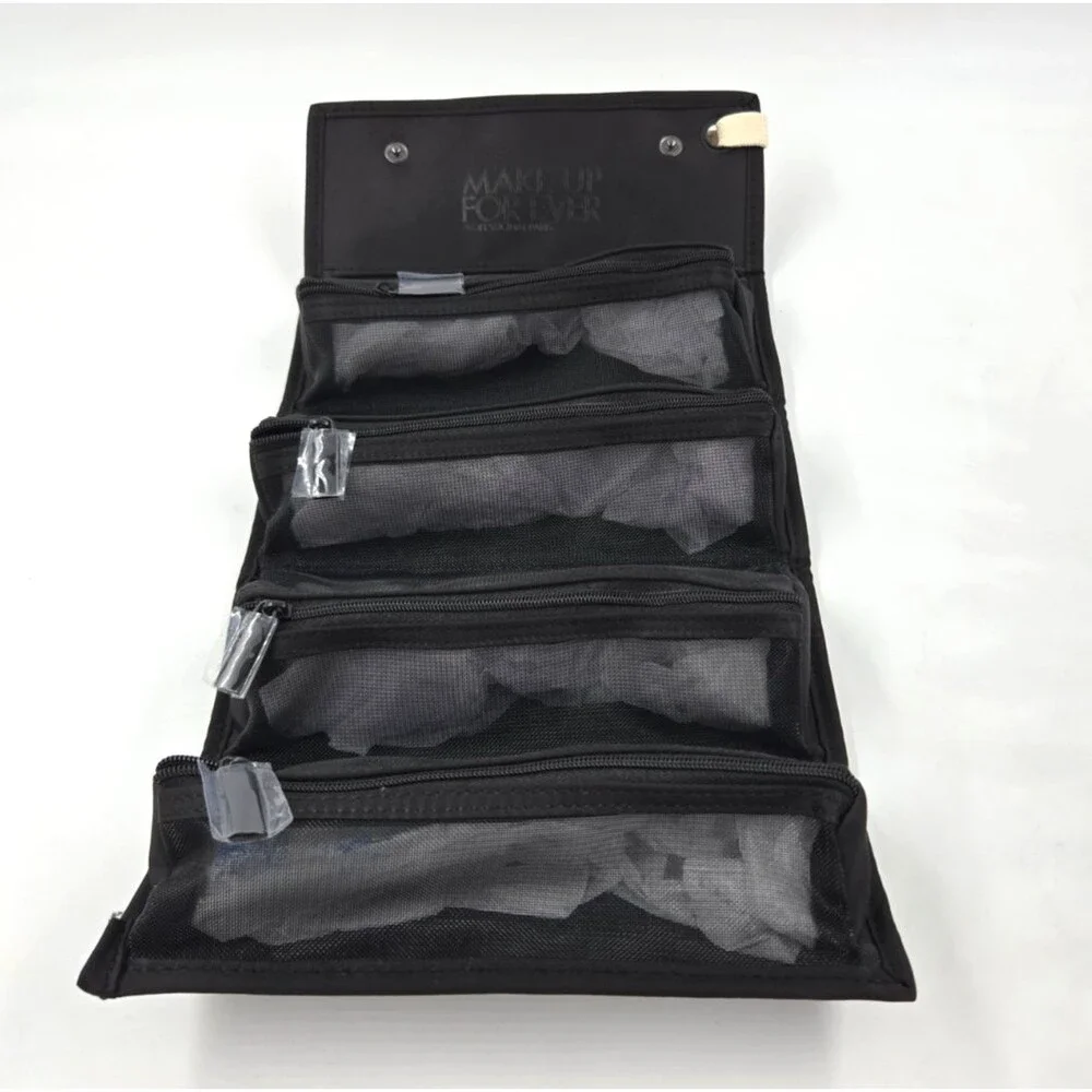 NEW Make Up For Ever Professional Paris Large Black Double Snap & Zip Makeup Bag